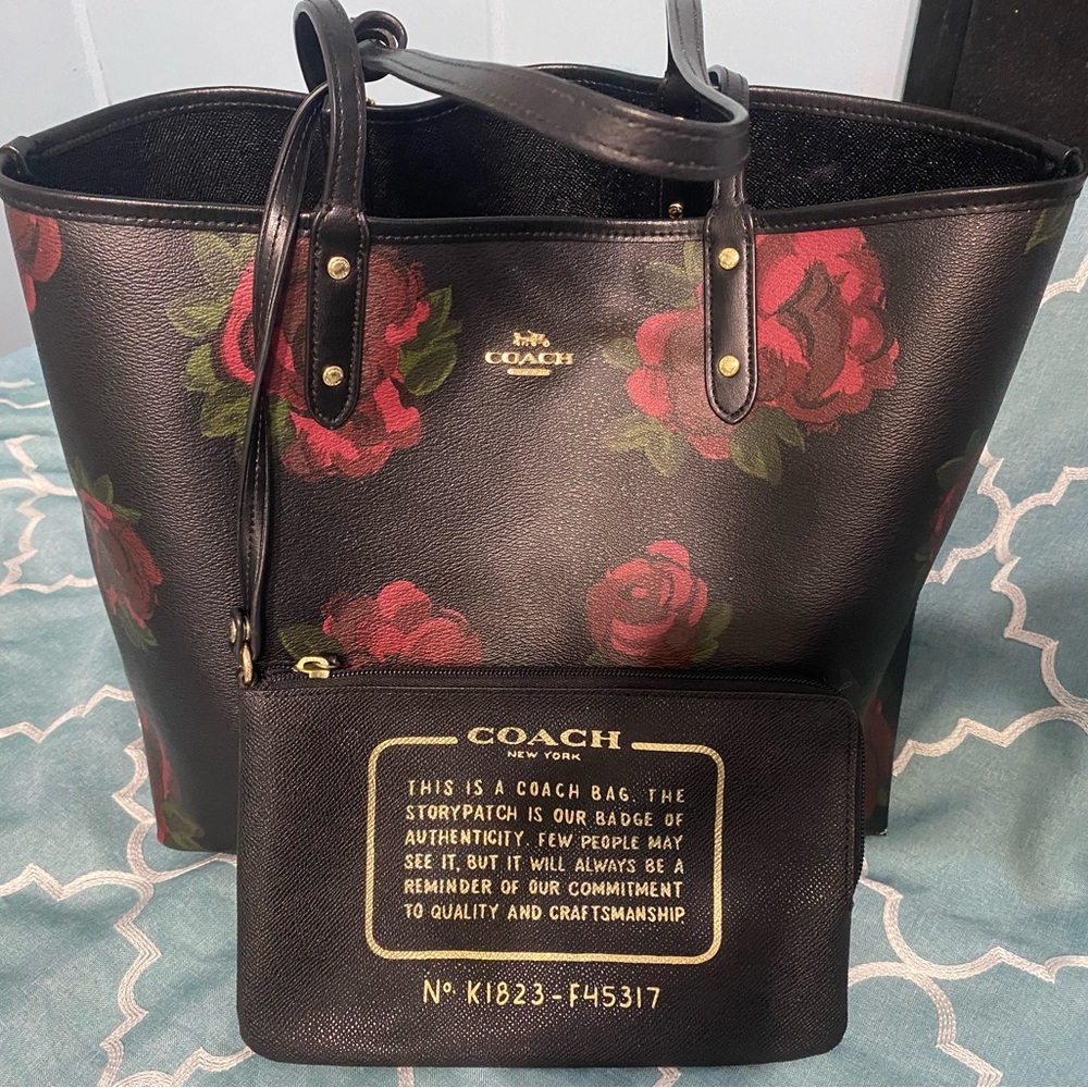 Coach peony reversible tote bag